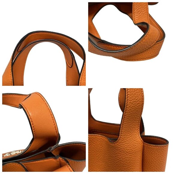 PRADA Triangle Logo Orange Leather Tote Bag 1353-041925 - Picture 7 of 14